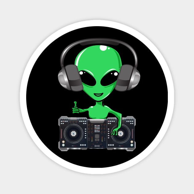 funny green dj alien Magnet by Fresh aus
